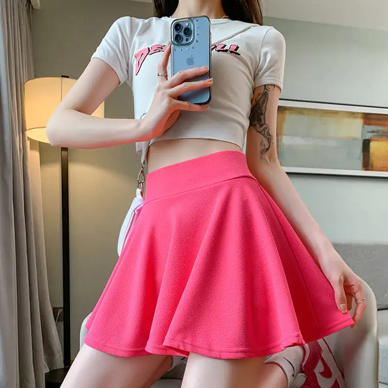 High Waist Pleated Puffy Skirt