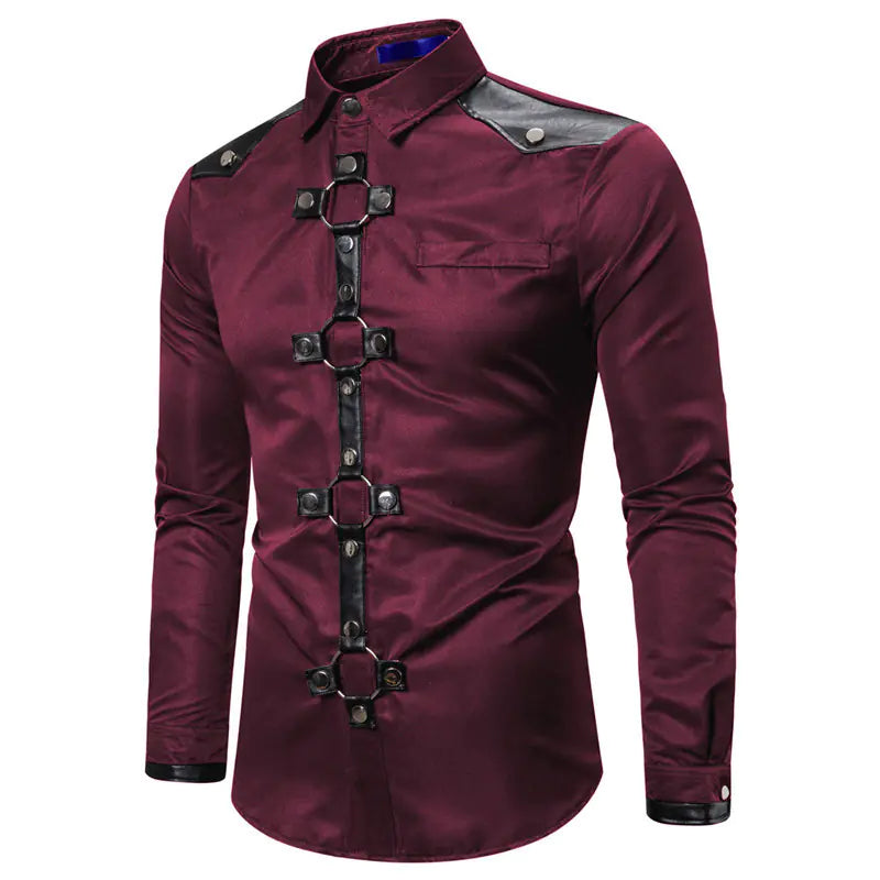 Men's Gothic Style Studded Casual Long Sleeve Shirt