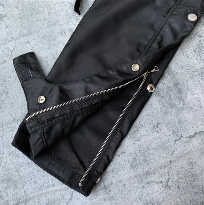 Pantalones cargo de pierna recta con cremallera y bolsillos con velcro