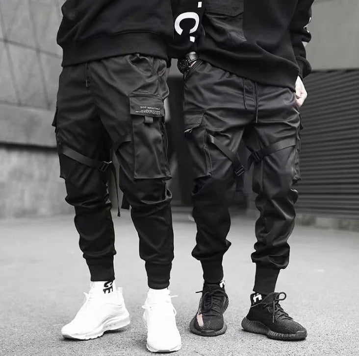 Joggers cargo tipo harén con bolsillos y cintas para hombre