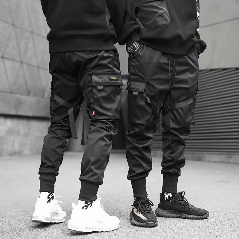 Joggers cargo tipo harén con bolsillos y cintas para hombre