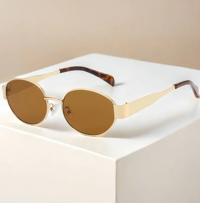 Gafas de sol vintage de metal ovaladas para mujer