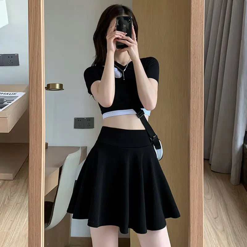 High Waist Pleated Puffy Skirt