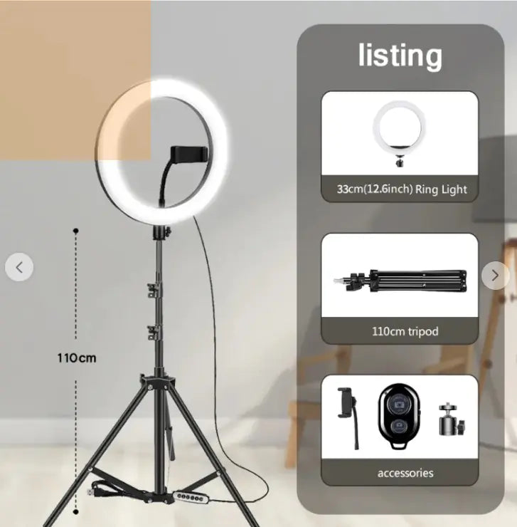 Trípode con anillo de luz LED