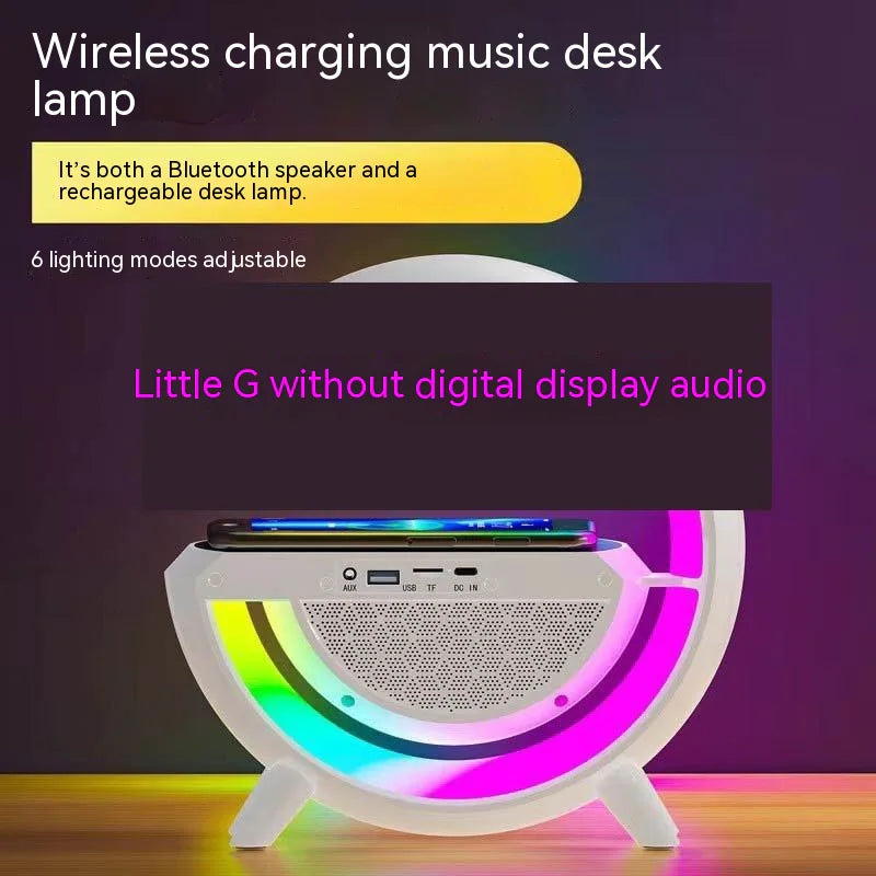 Bluetooth Speaker with Colorful LED Light, Wireless Charging & Alarm Clock