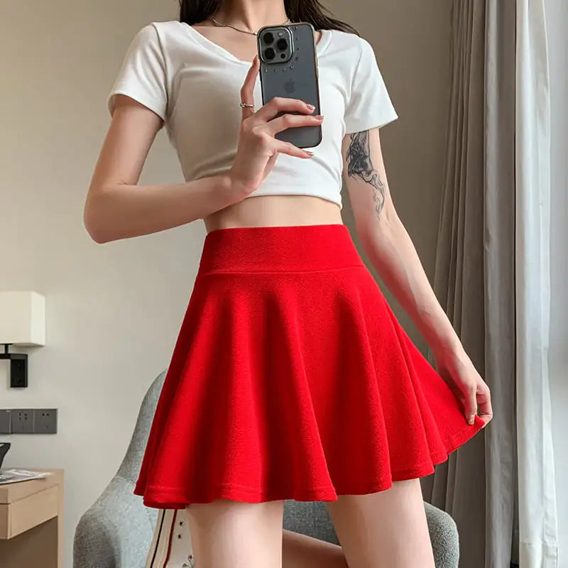 High Waist Pleated Puffy Skirt
