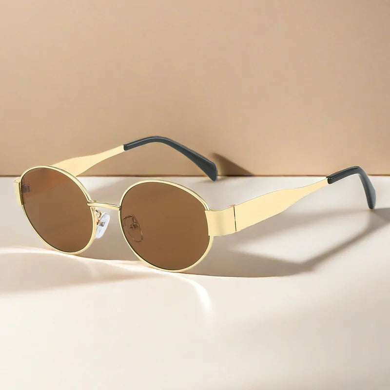 Gafas de sol vintage de metal ovaladas para mujer