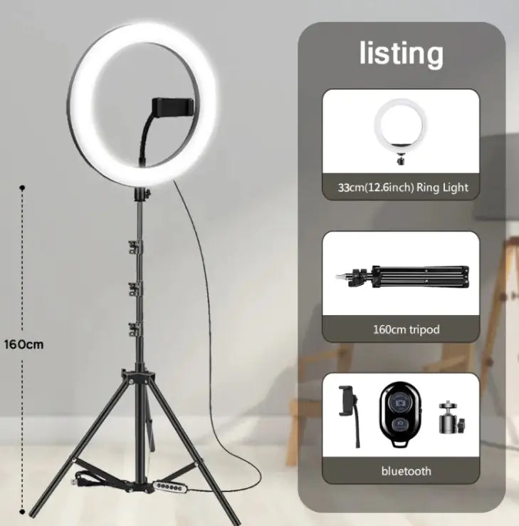 Trípode con anillo de luz LED