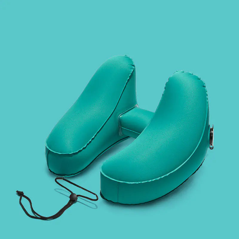 Almohada de viaje inflable con capucha en forma de H para el cuello