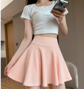 High Waist Pleated Puffy Skirt