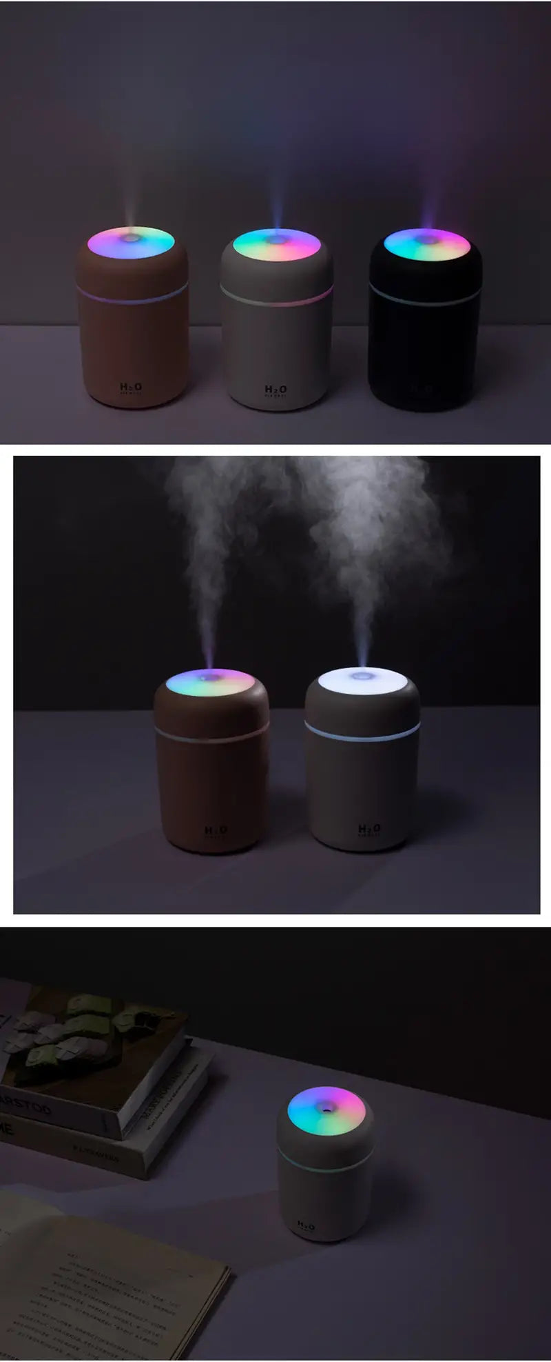 Difusor portátil de aceites esenciales con LED de 300 ml