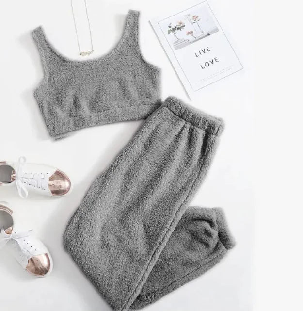 Conjunto de pijama de felpa de invierno para mujer