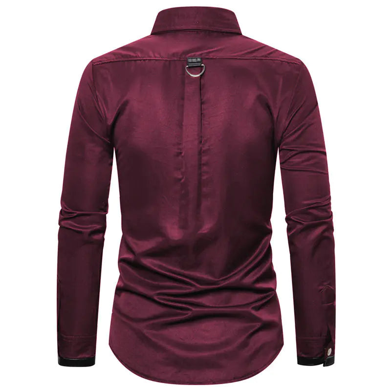 Men's Gothic Style Studded Casual Long Sleeve Shirt