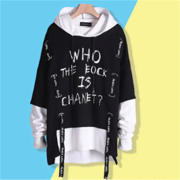 Hip-Hop Hoodie with Printed Layered Design
