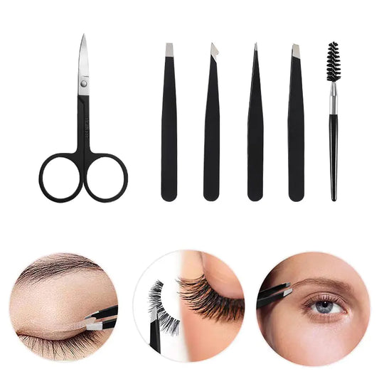 Juego de pinzas para cejas de acero inoxidable