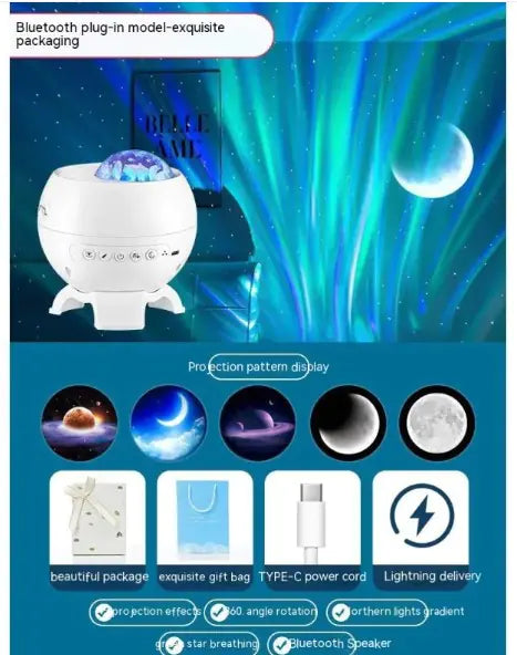 Proyector de cielo estrellado de auroras boreales