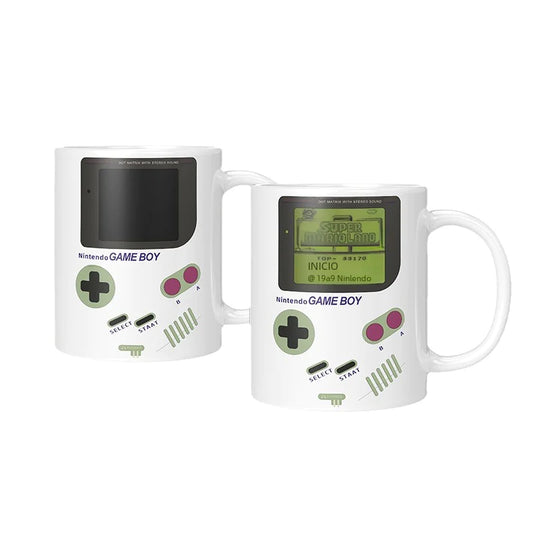 Taza grande de cerámica con forma de consola de juegos que cambia de color