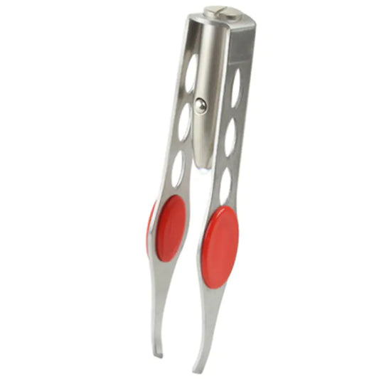 Pinzas LED para cejas con herramienta de belleza de acero inoxidable