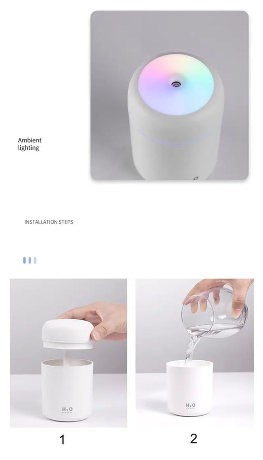 Difusor portátil de aceites esenciales con LED de 300 ml