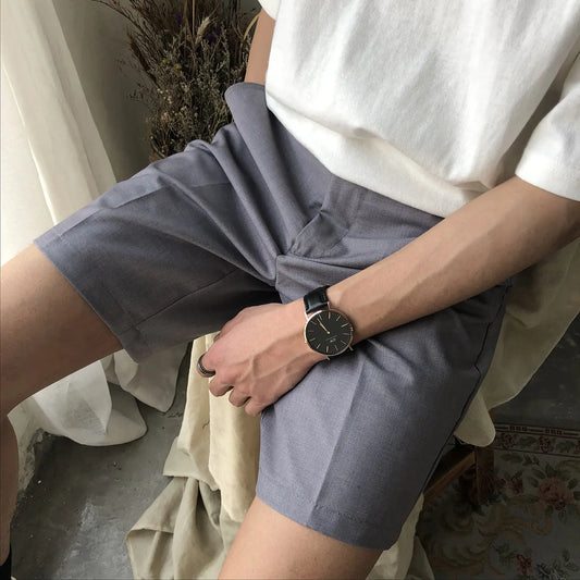 Loose Solid Color Suit Pants Shorts