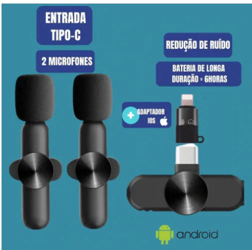 Micrófono de solapa inalámbrico para grabación de audio y video
