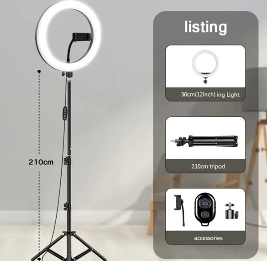 Trípode con anillo de luz LED