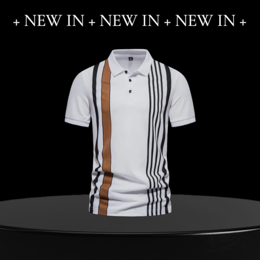 Vertical Striped Button Polo Shirt for Men (One Piece)