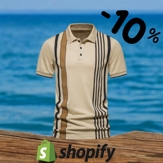 Vertical Striped Button Polo Shirt for Men (One Piece)