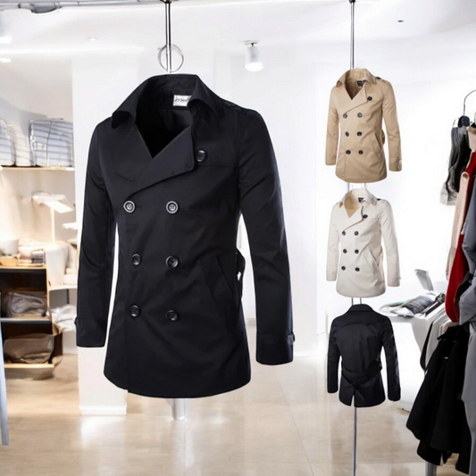 Men's Double-Breasted Long Wool Coat for Fall/Winter