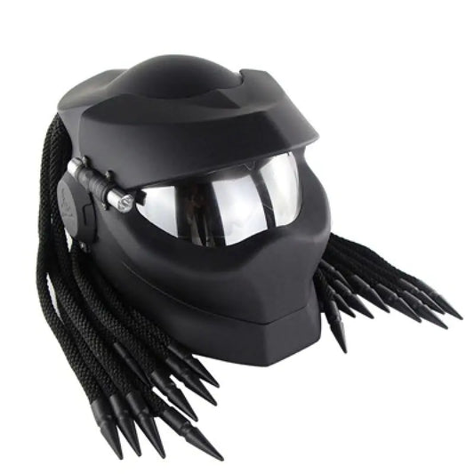 Casco de motocicleta vintage de Iron Warrior con visor