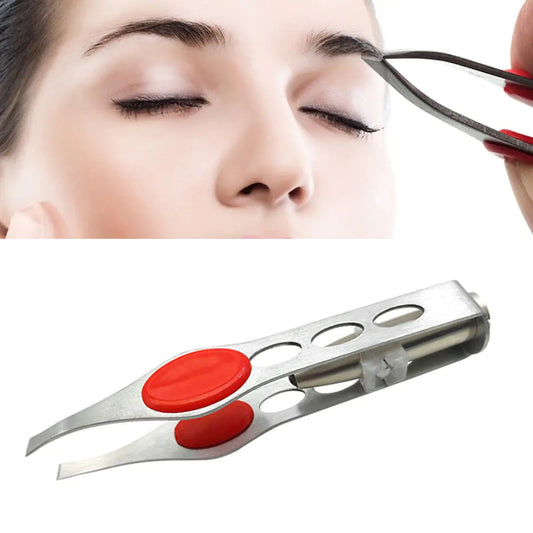 Pinzas LED para cejas con herramienta de belleza de acero inoxidable