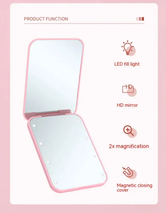 Espejo de maquillaje LED GlowFold