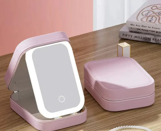 Bolsa de maquillaje LED con espejo