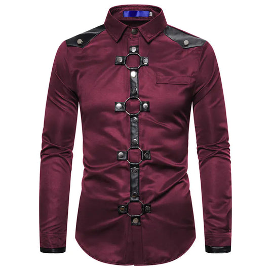 Men's Gothic Style Studded Casual Long Sleeve Shirt