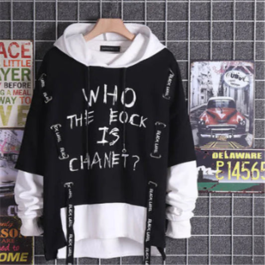 Hip-Hop Hoodie with Printed Layered Design