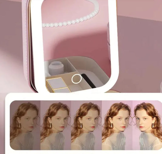 Bolsa de maquillaje LED con espejo