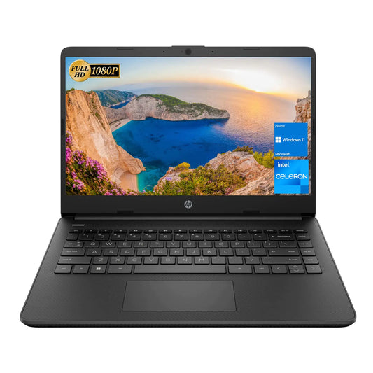HP Laptop 14” FHD Display Intel Celeron N4500 Processor 8GB RAM 256GB PCIe SSD HDMI Bluetooth Webcam SD Media Card Reader Windows 11 Home Black