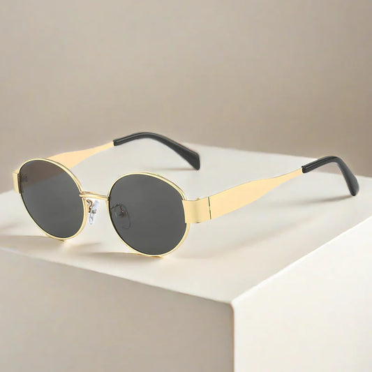 Gafas de sol vintage de metal ovaladas para mujer