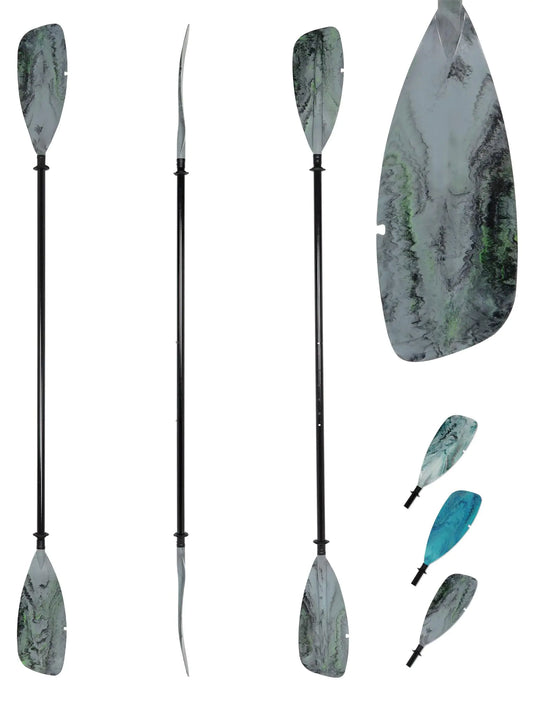 Kayak Paddles - Fiberglass Shaft & PP Blade Lightweight Adjustable Kayaying Boating Canoeing Oars with Paddle Leash 3 Piece 230-250cm/90-98inch (Mixing Color-2)