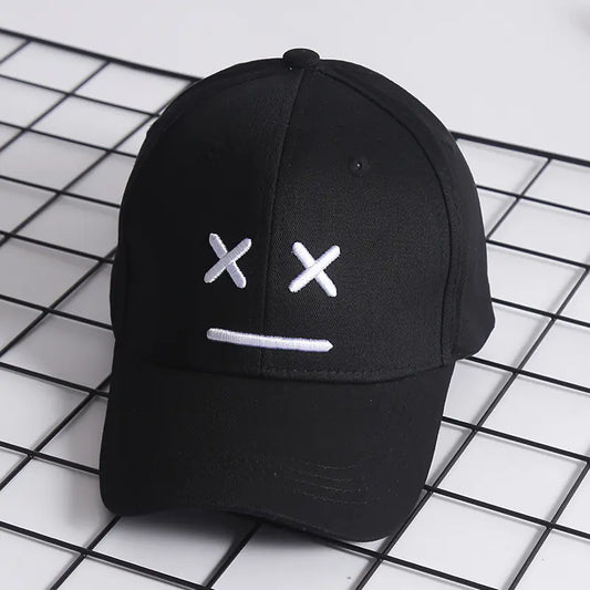 Gorra de béisbol de algodón bordada con diseño de sonrisa