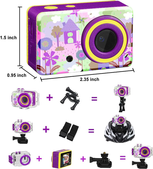 Mini cámara de dibujos animados 1080P para niños