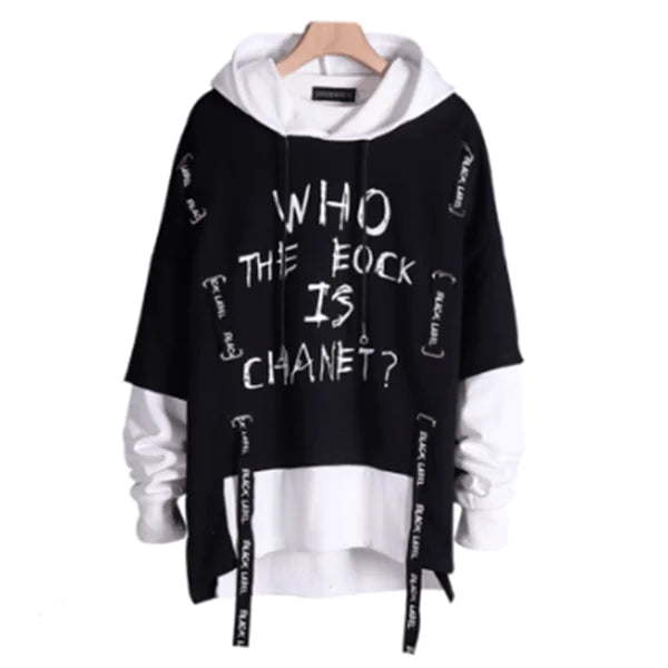 Hip-Hop Hoodie with Printed Layered Design